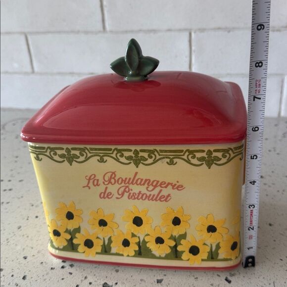 Pfaltzgraff Pistoulet Collection Ceramic Kitchen Keeper Bread box/Recipe Holder - Picture 5 of 12